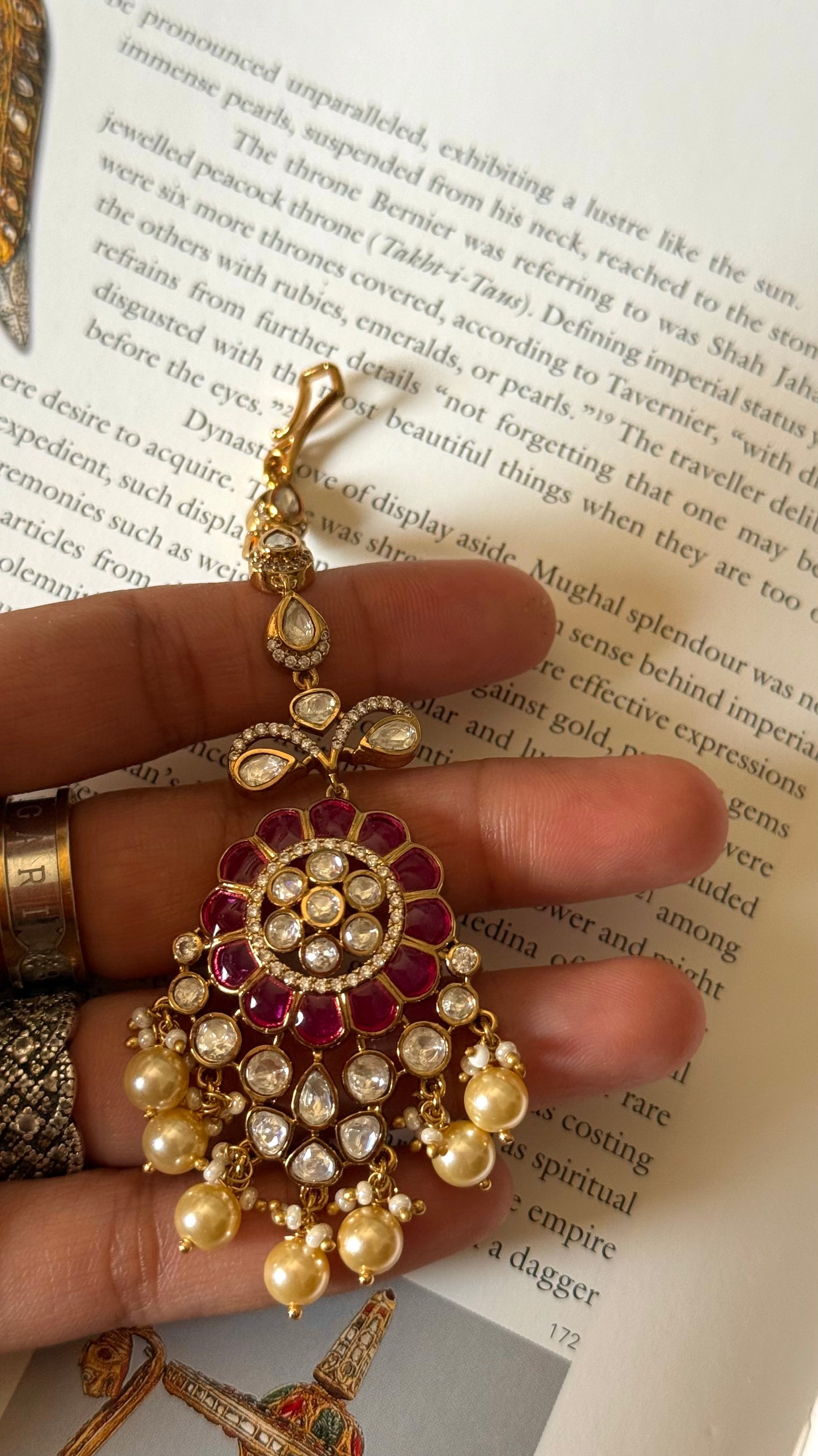Real moissanite ruby floral