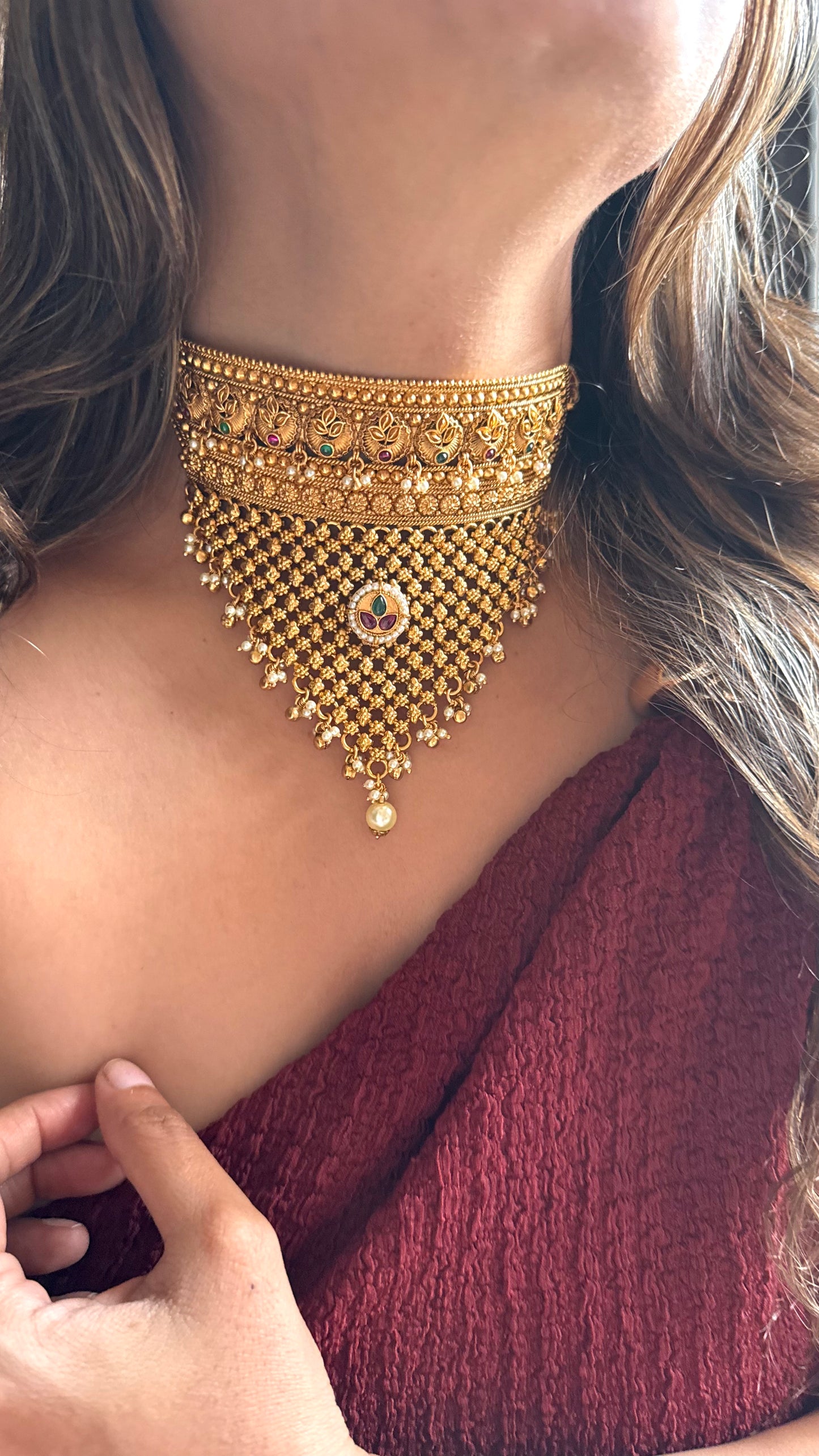 Rajwada Aad with pachi & pearl detailing
