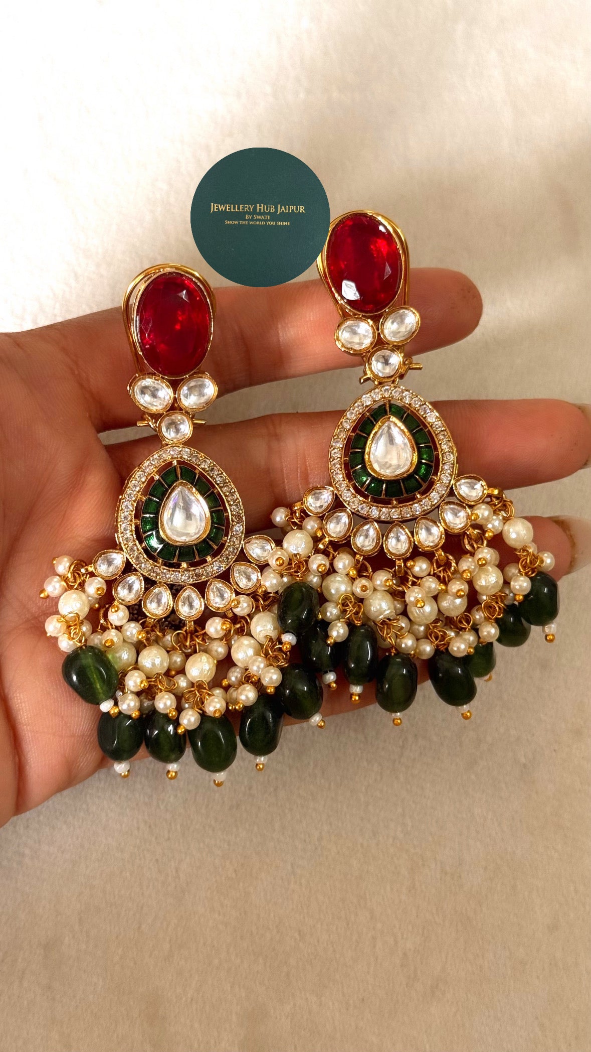 Ruby doublet & emerald katdana choker set
