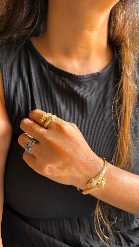 Pave Double Serpent Wrap Ring and Bracelet
