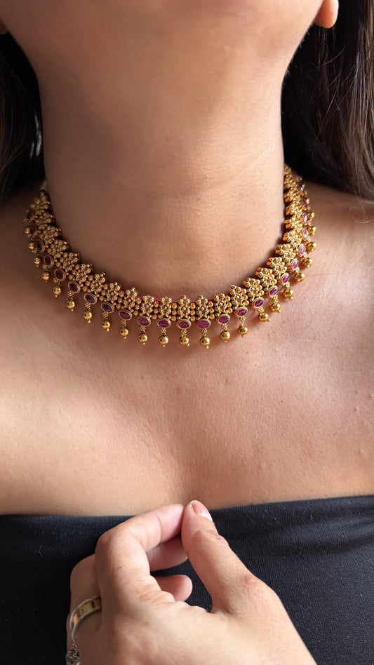 Maharashtrian gold ruby choker