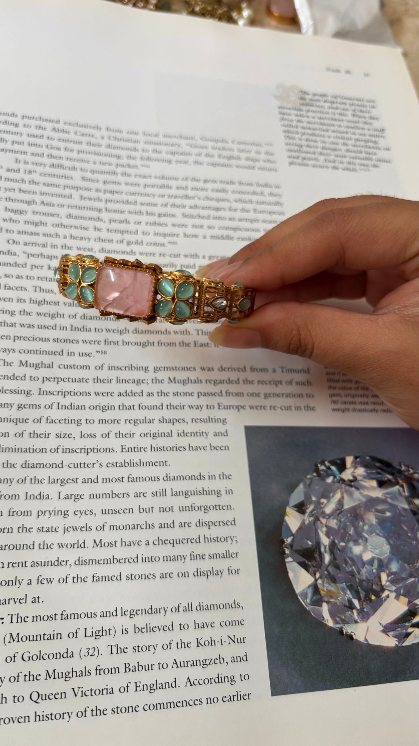 mint and rose quartz Amrapali bracelet