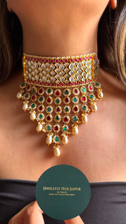 Ruby & emerald rajwada swarnkanthi jadau Necklace