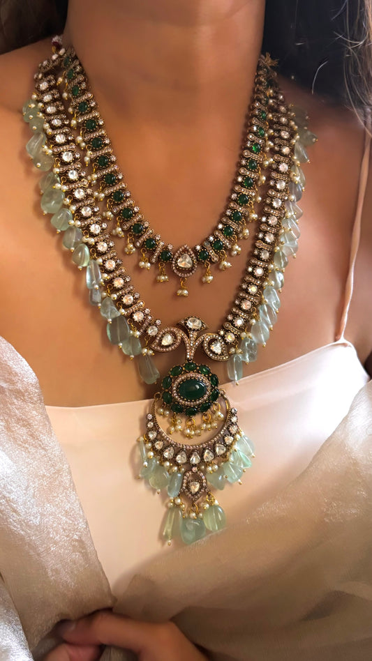 Emerald Moissanite rani haar (will be made on order in 5 to 6 days)