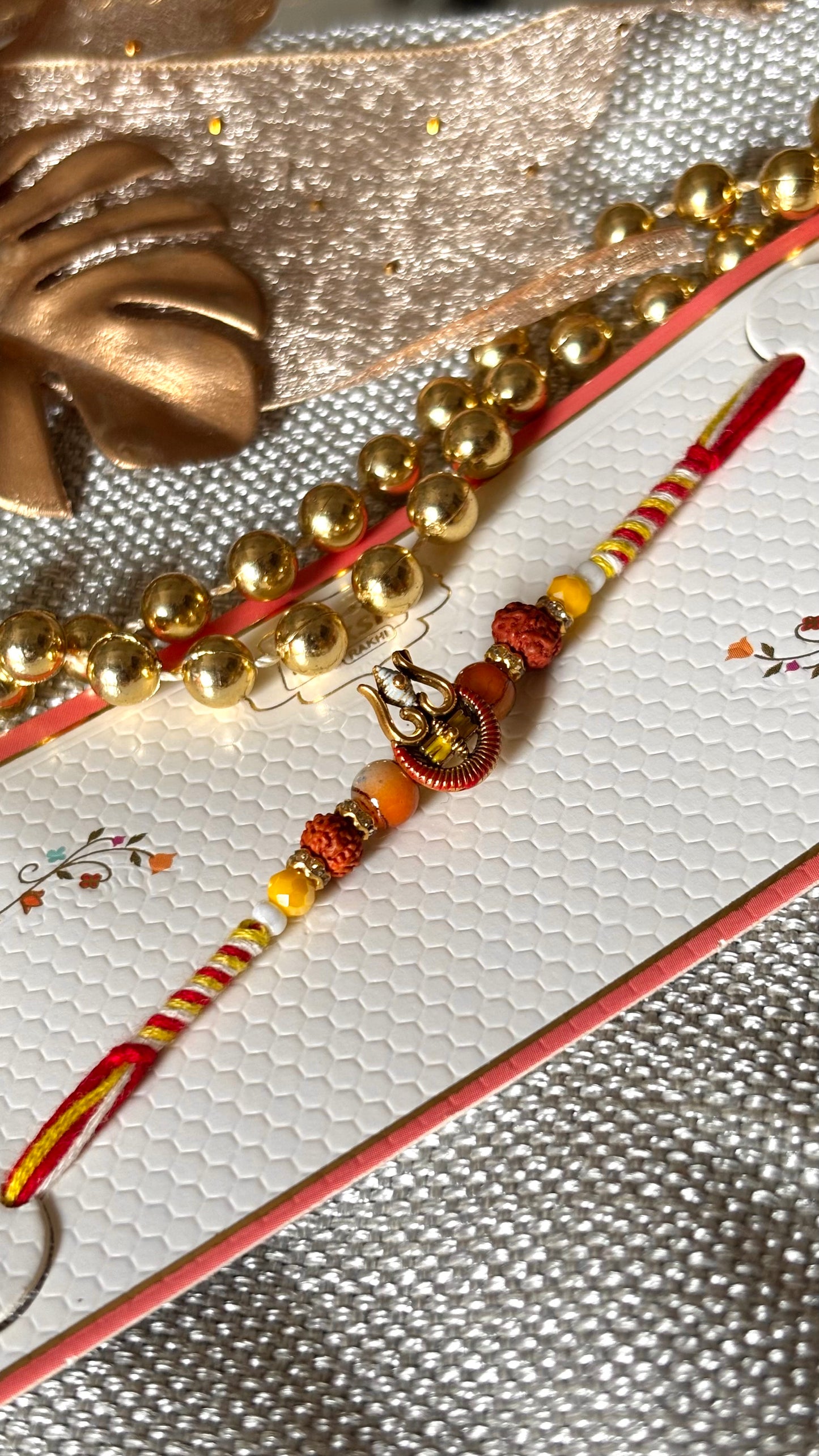 Shiva inspired Rudraksh Rakhi (red) ( shipping will be extra )