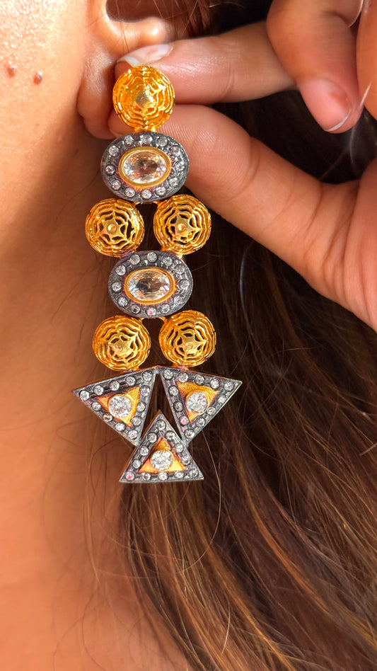 24kt Dubai Gold inspired gold & Granite designer danglers
