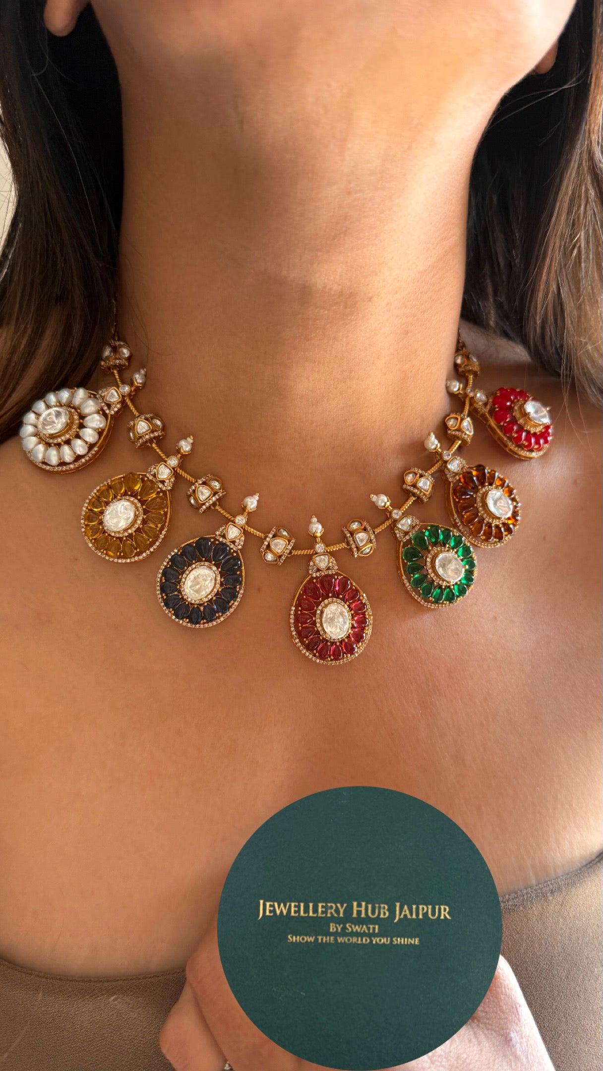 Navratna designer collar Necklace