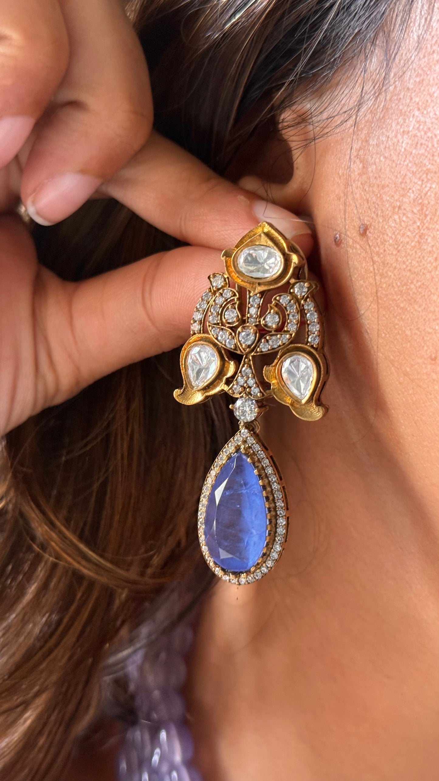 Tanzanite necklace with  Victorian Brooch