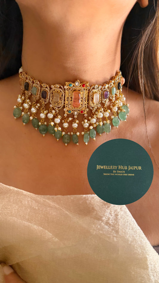Navratna doublet designer choker set