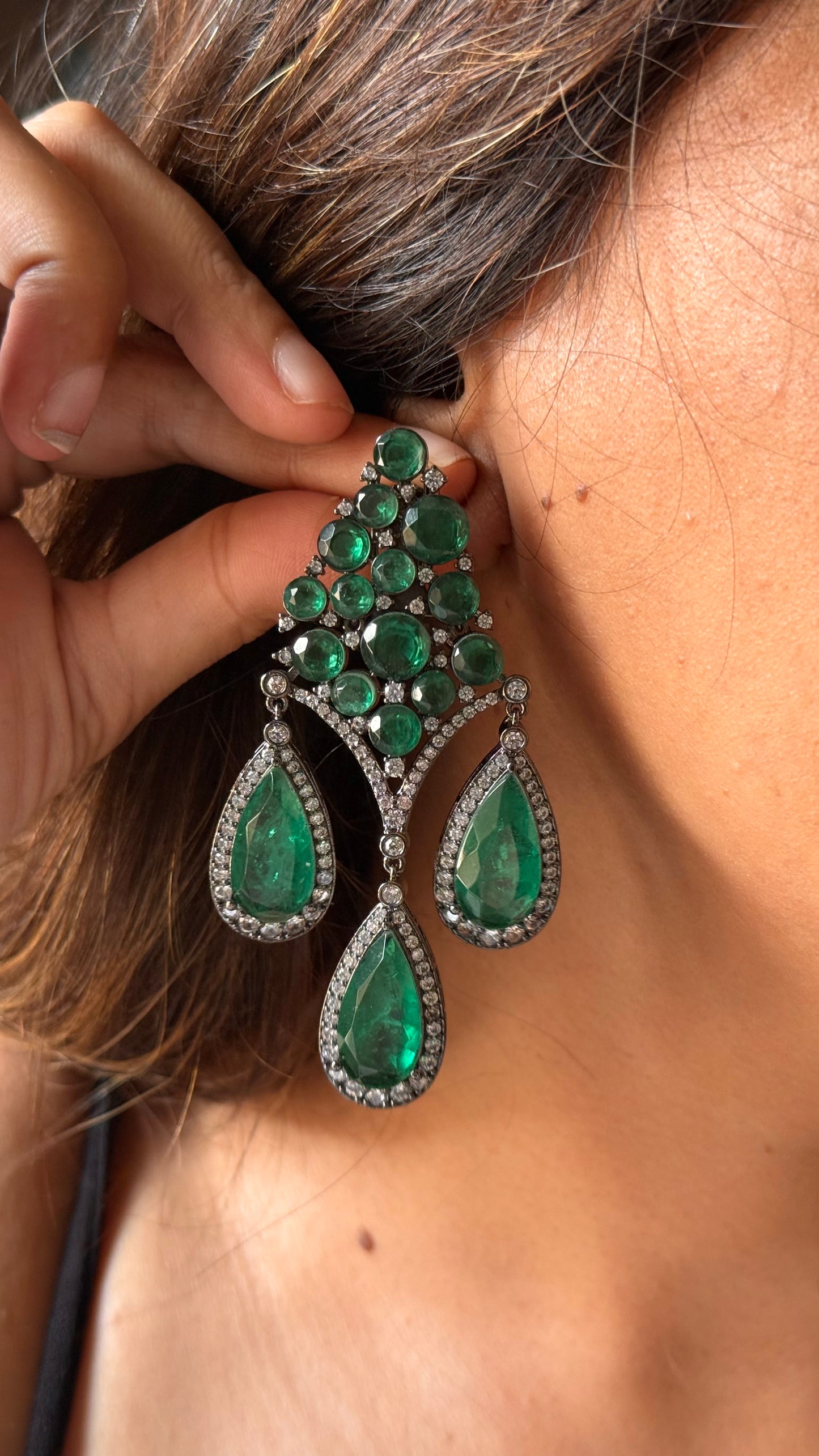 Emerald vintage danglers