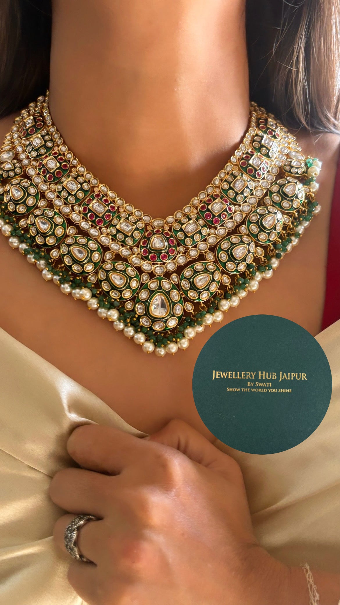 Bridal Asia inspired Chandi polki necklace