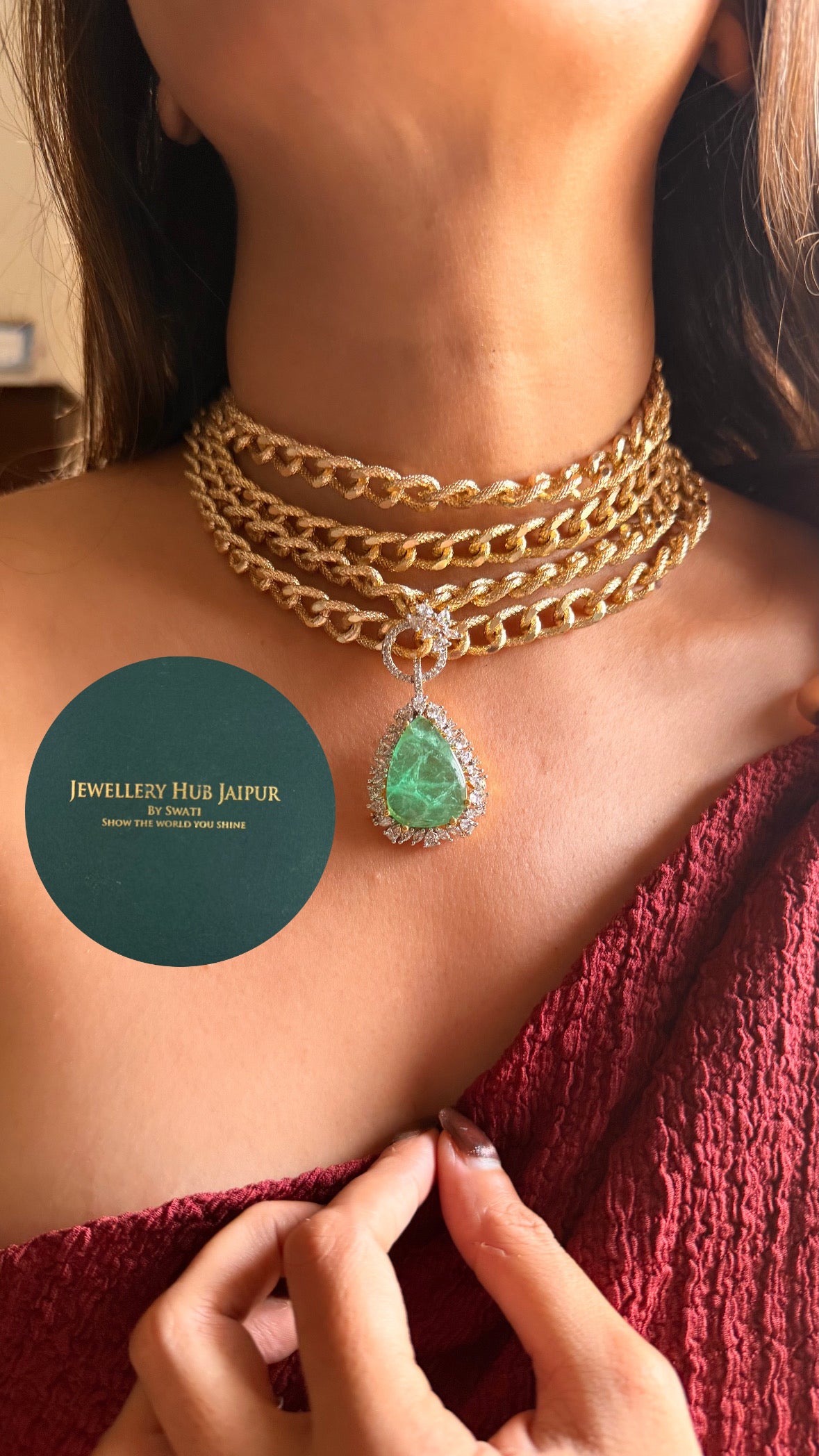 Mint & gold cocktail necklace