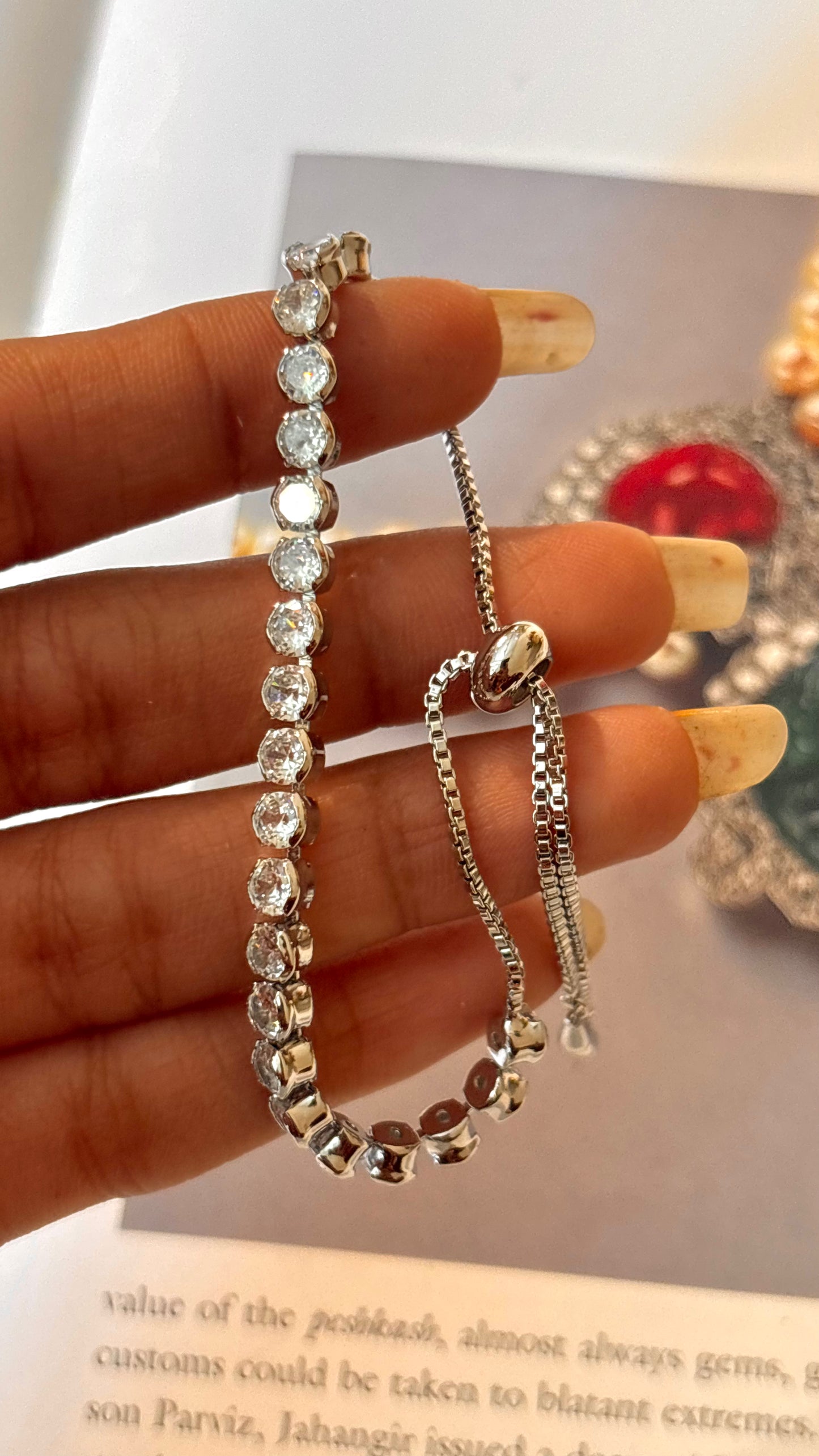 Cz diamond gold adjustable bracelet
