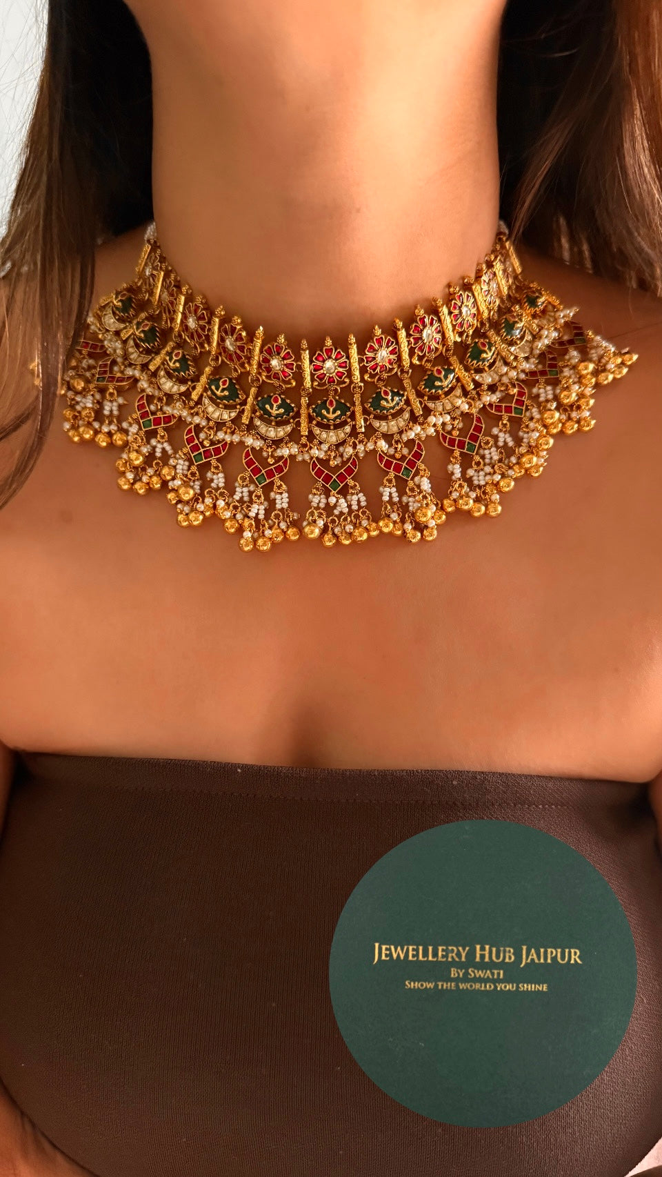 Ruby & emerald heritage rajwada choker
