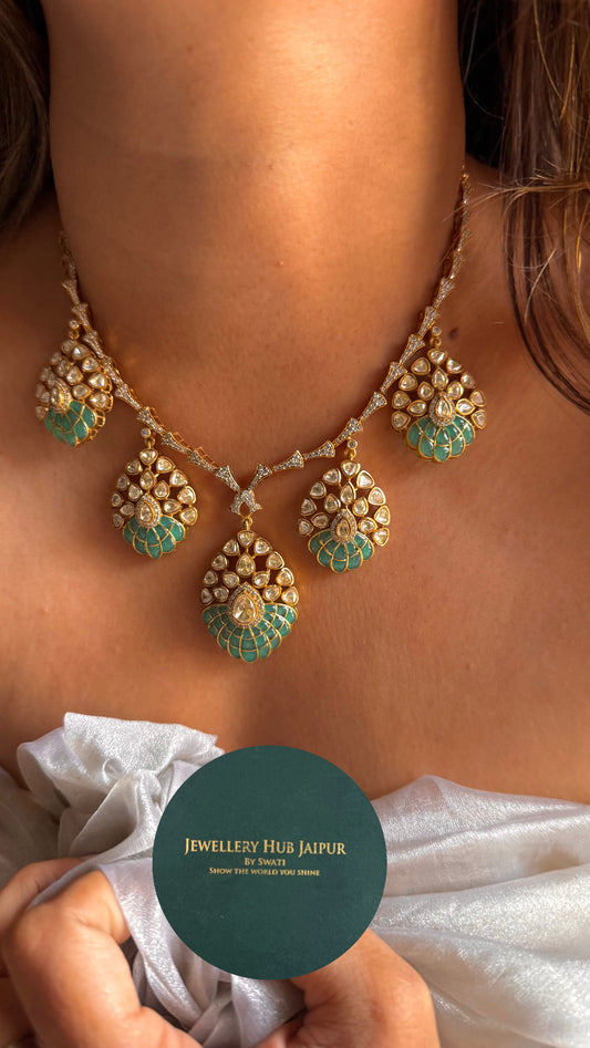 Turquoise shade rama green takkar cocktail necklace
