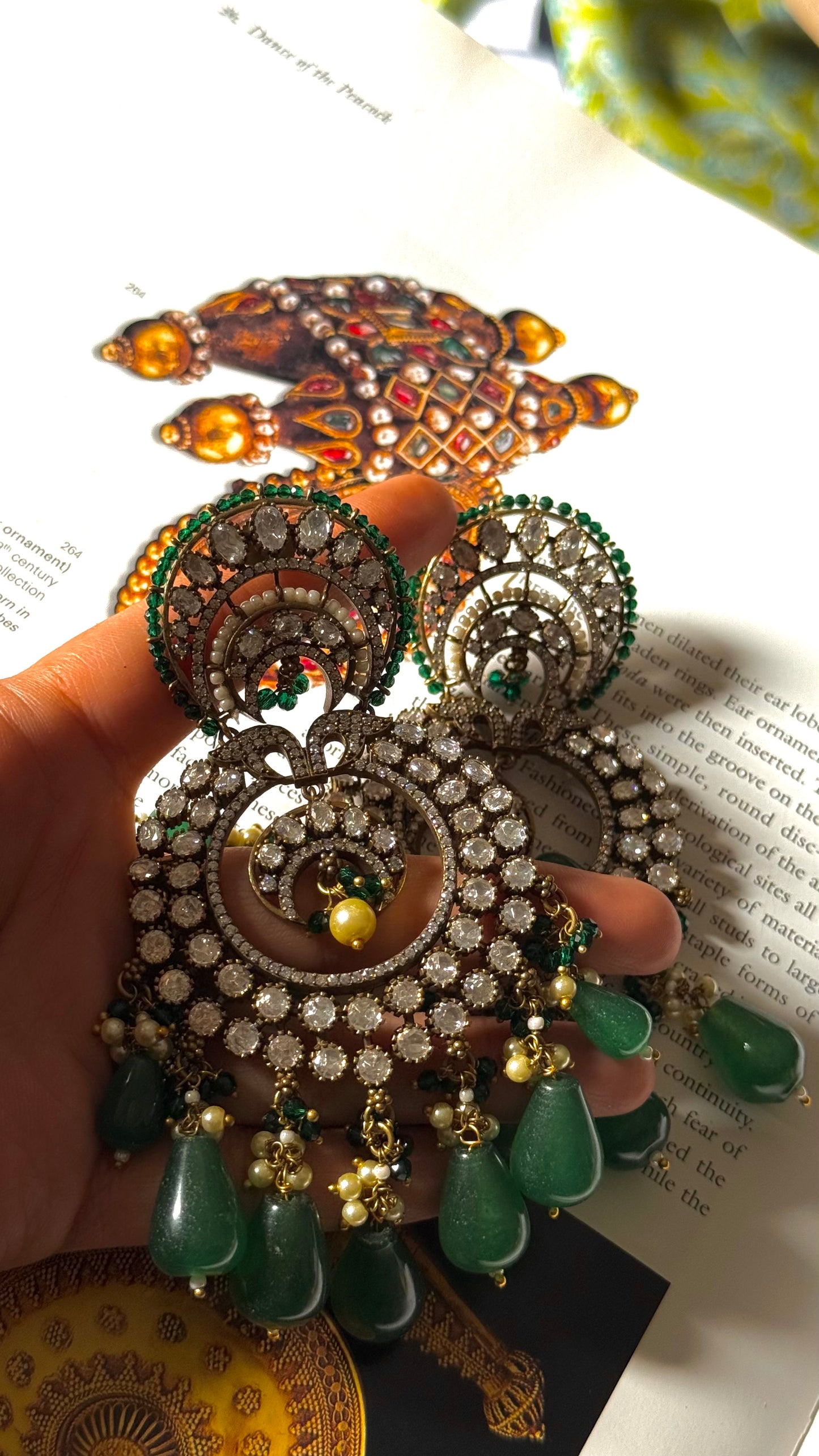 emerald victorian moissanite dangler