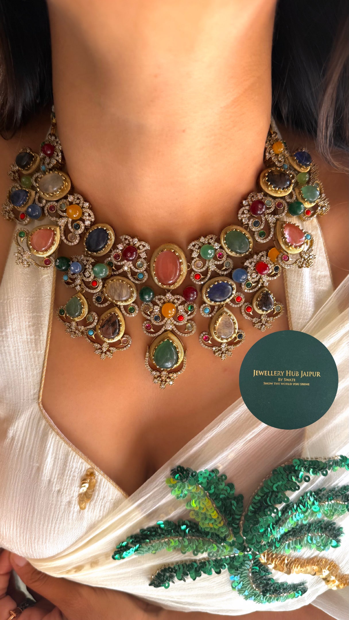 Sabyasachi inspired navratna necklace
