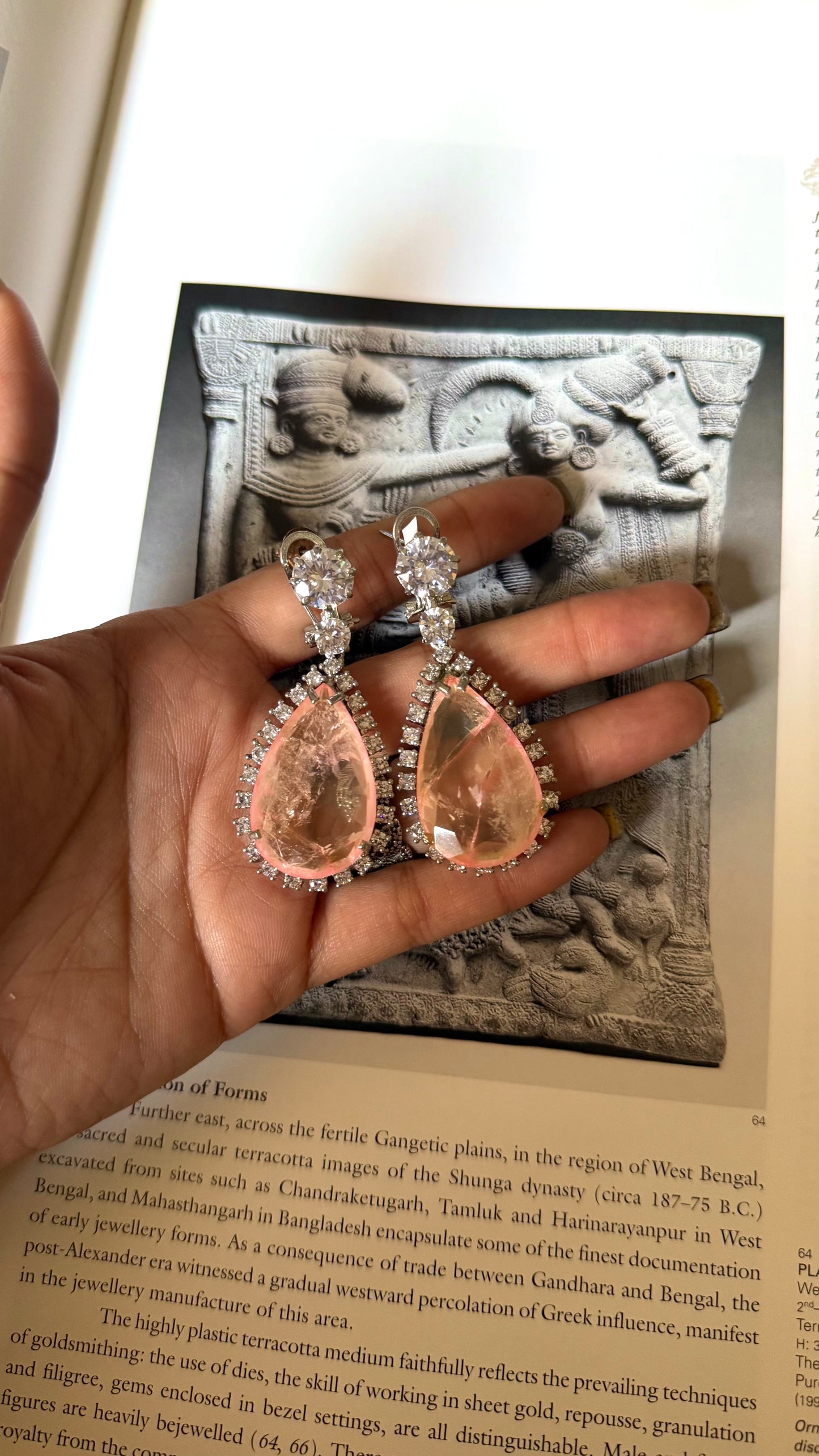 Peach doublet diamond earrings