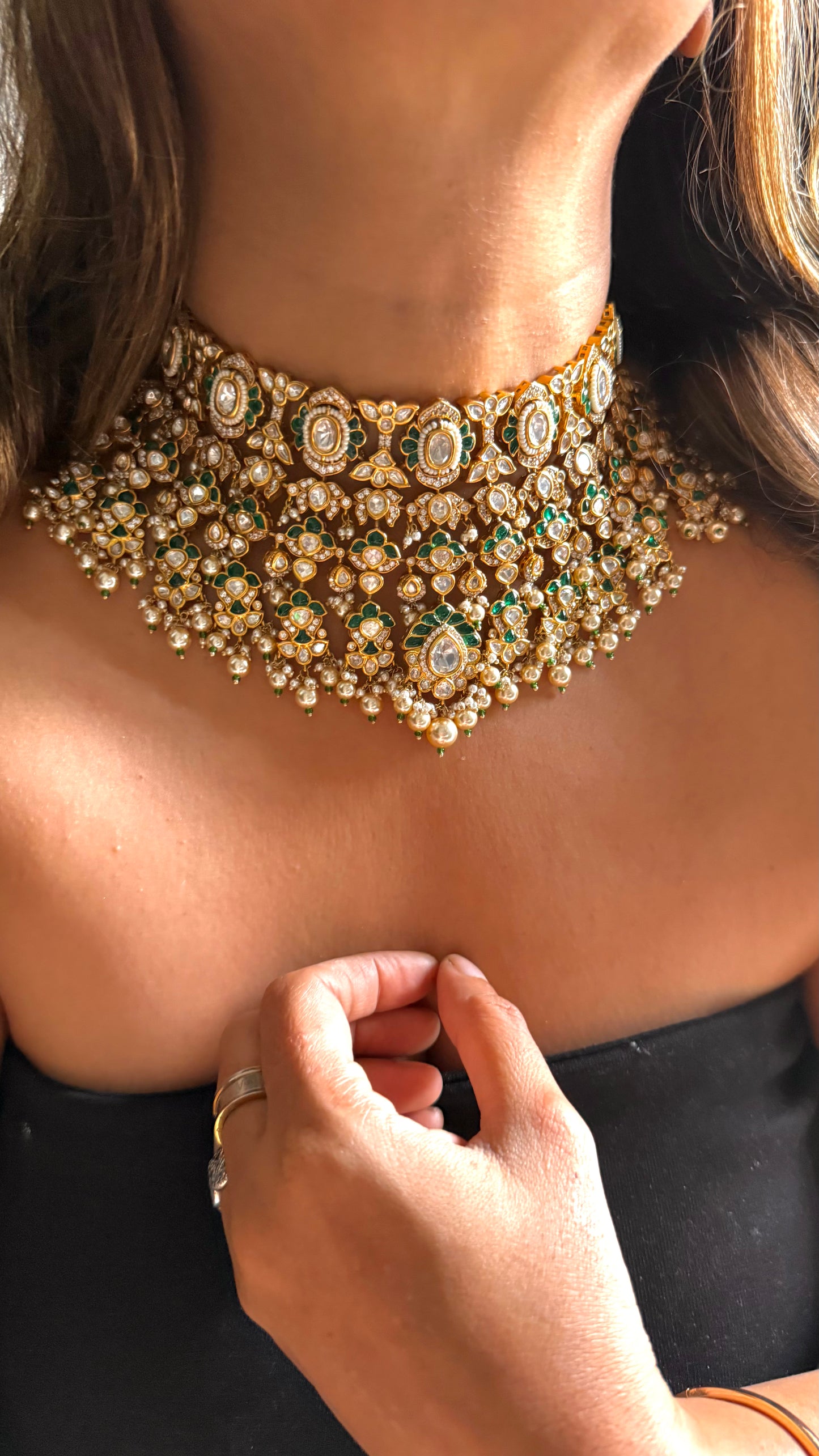 Emerald heritage bridal necklace