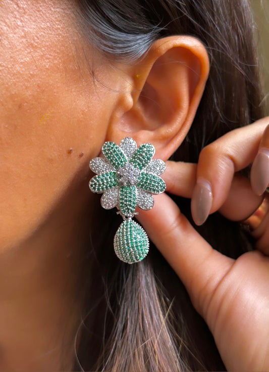 Emerald floral earrings