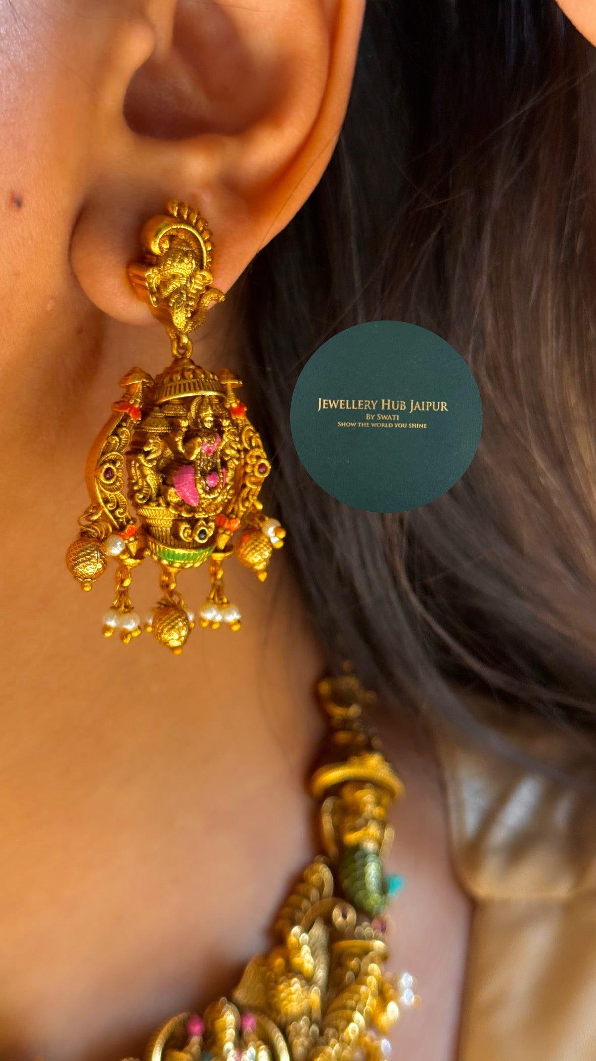 Goddess laxmi temple Meenakari Statement Necklace