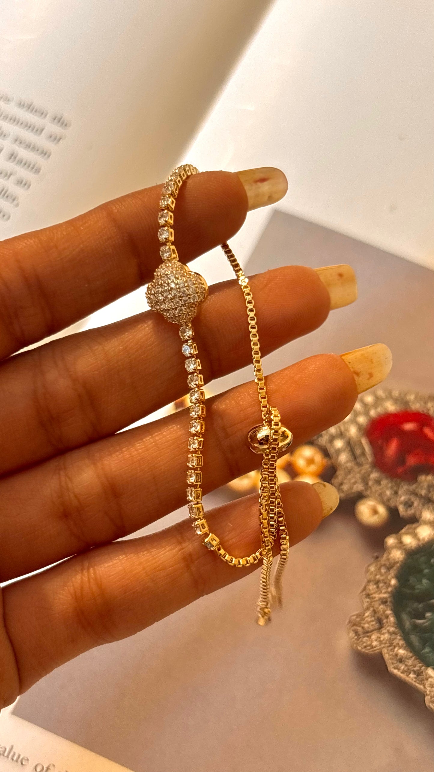 Gold cz diamond adjustable bracelet