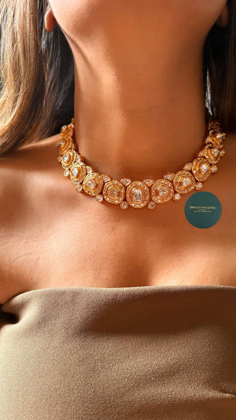 Moissanite polki collar set