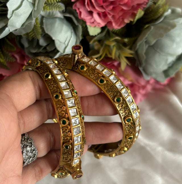 Victorian polki emerald bangles