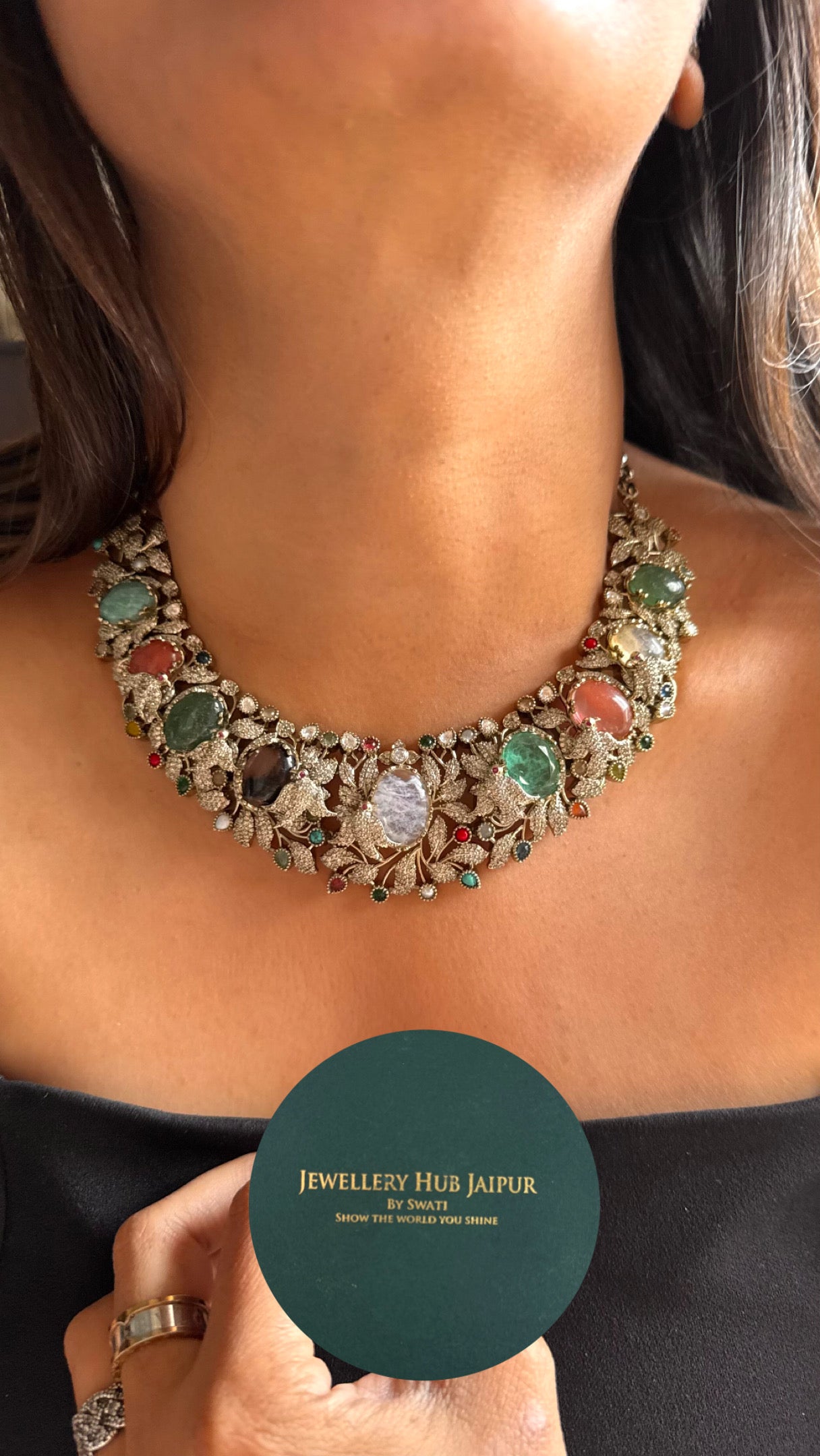 Vintage Sabyasachi inspired real stone victorian necklace