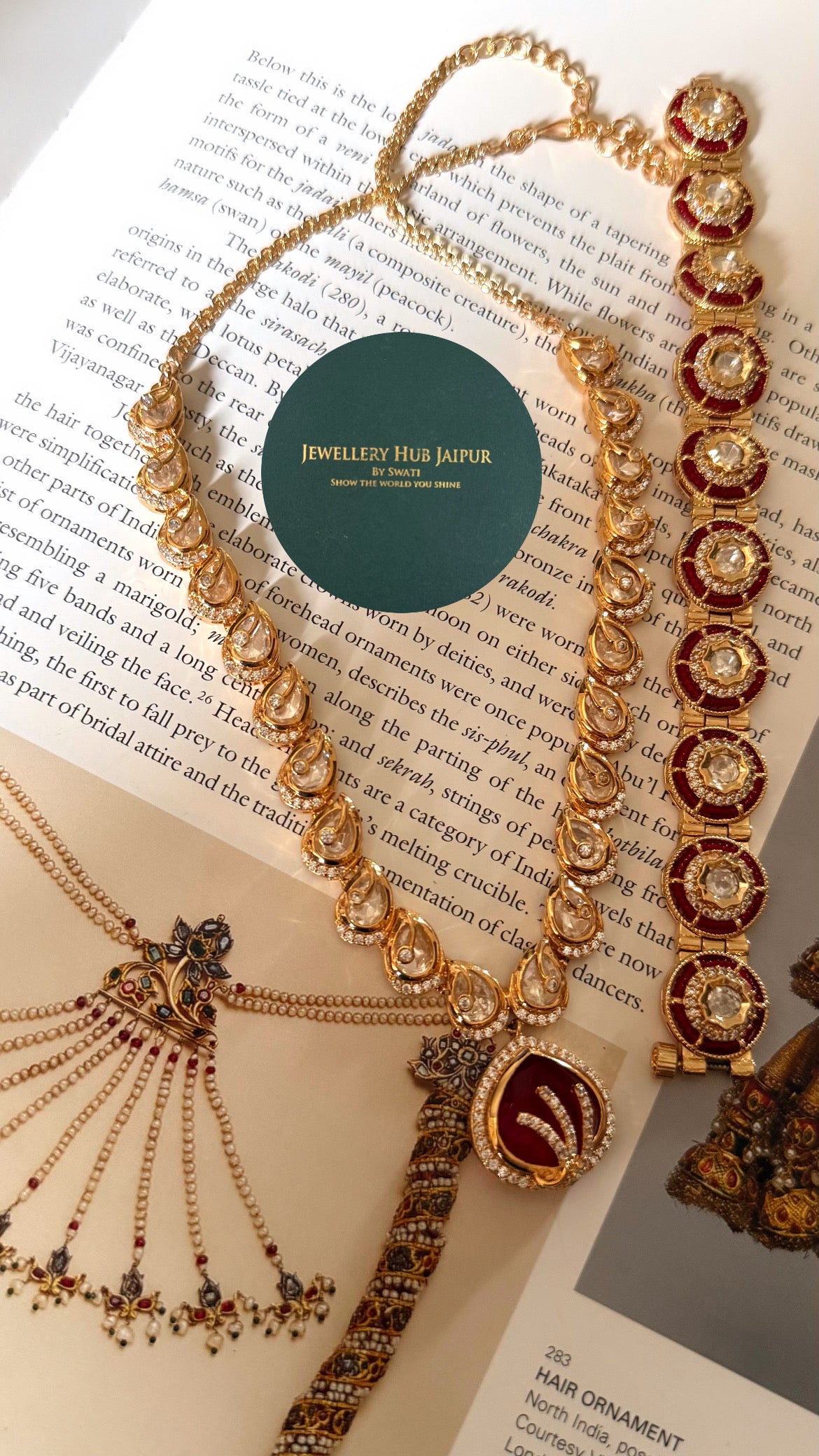 Ruby doublet moussanite petal collar set