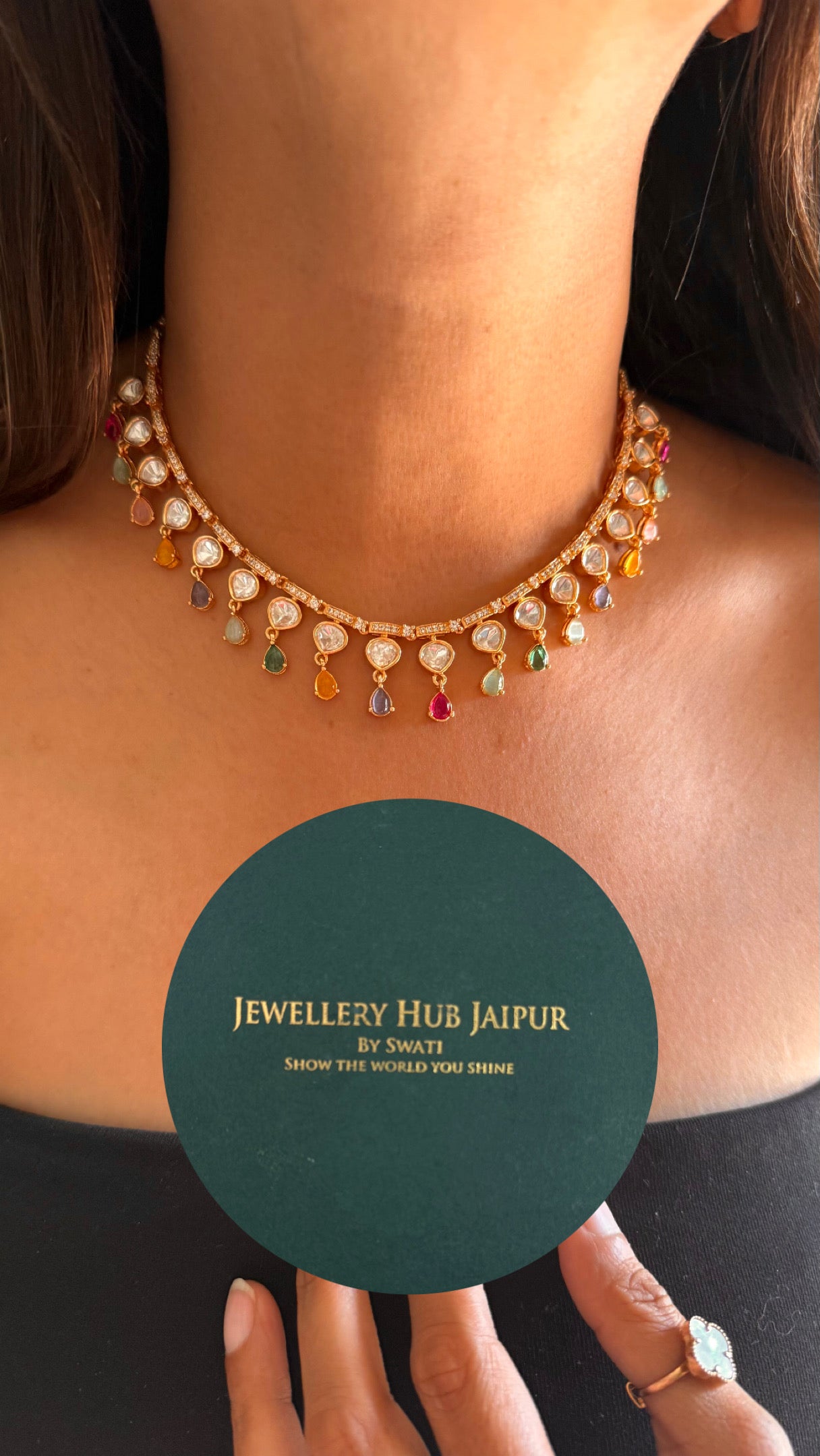 Navratna minimal necklace