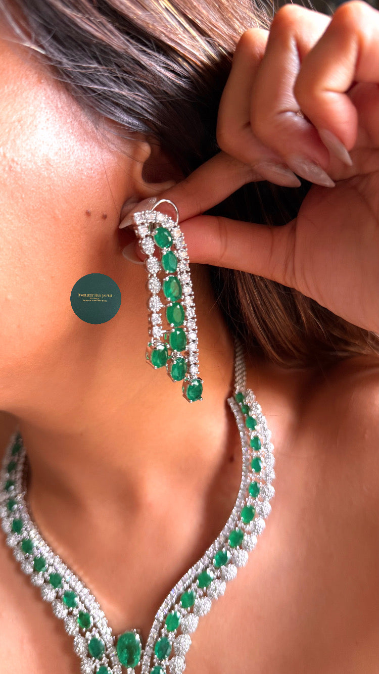 Emerald doublet collar designer diamond set