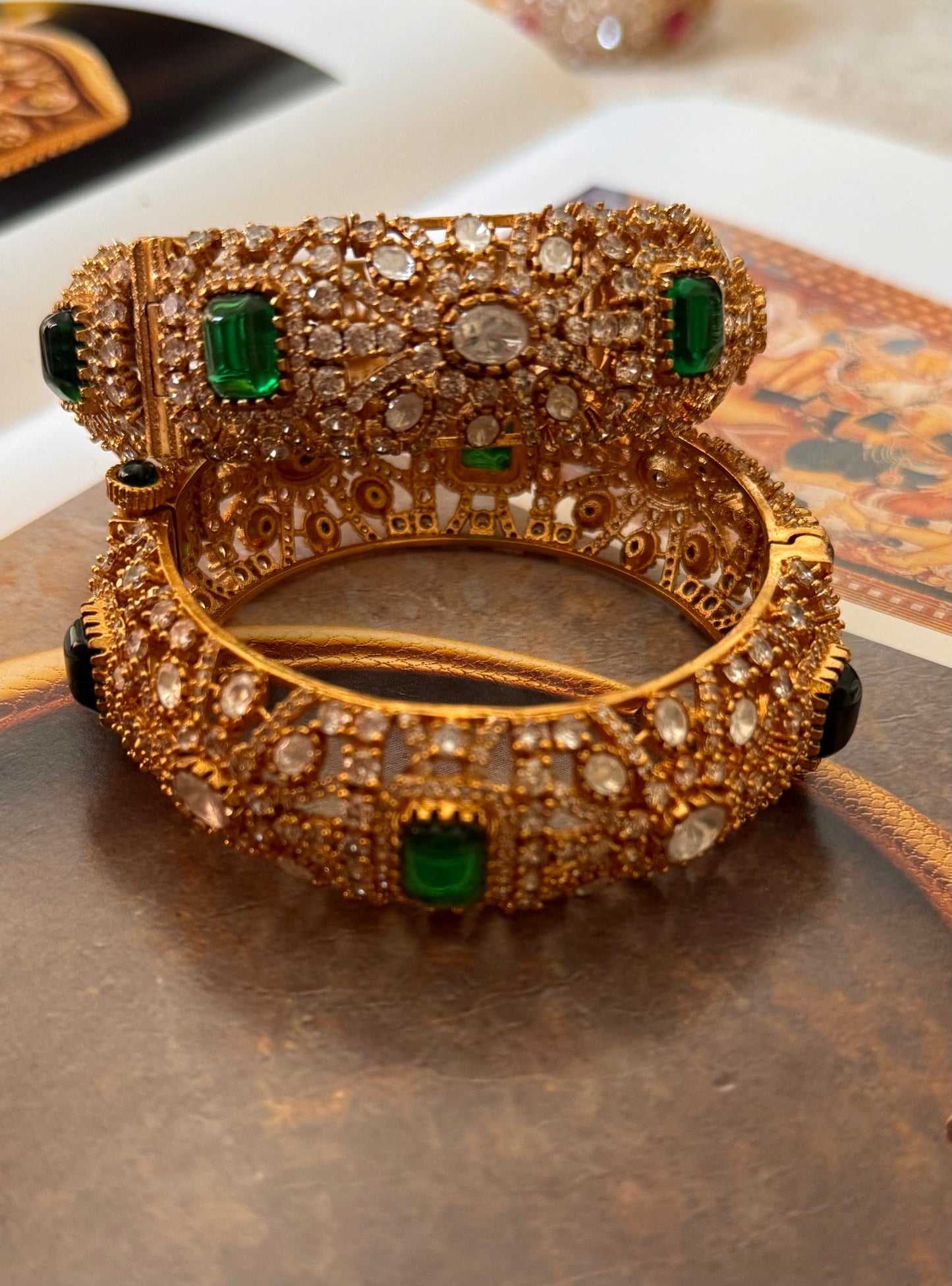 Emerald moissanite heritage bangles