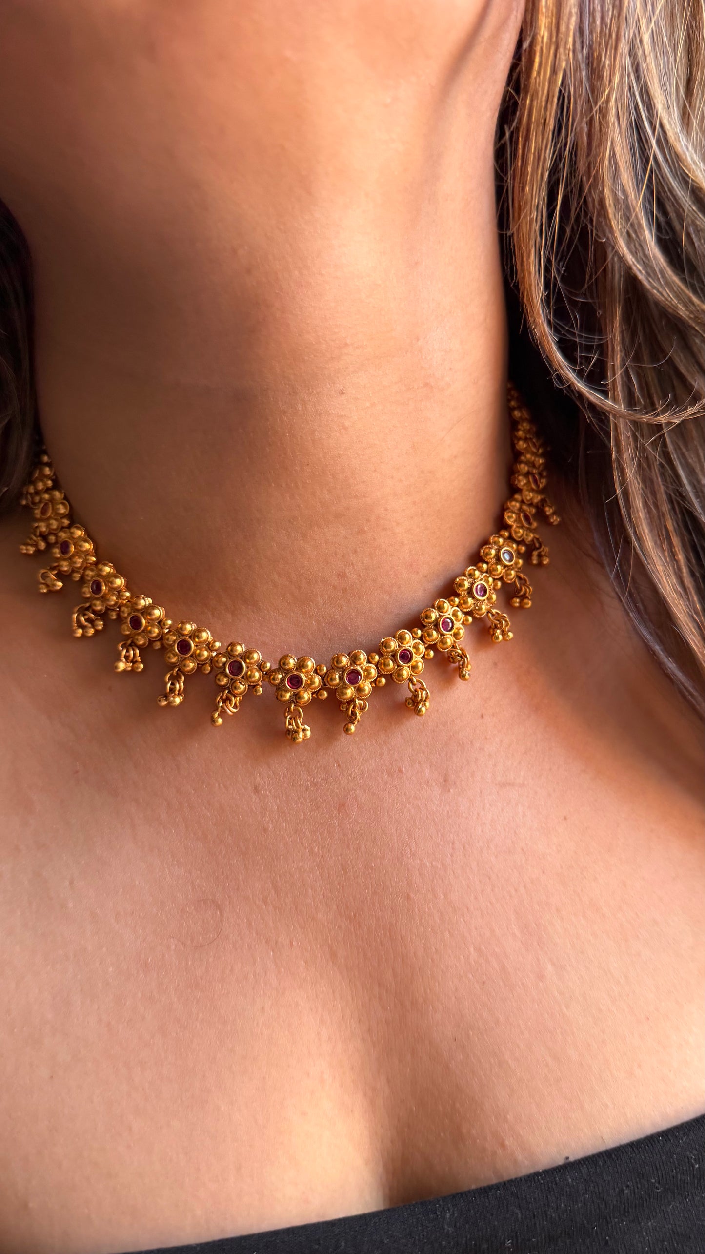 Maharashtrian Ruby floral Nakshi necklace