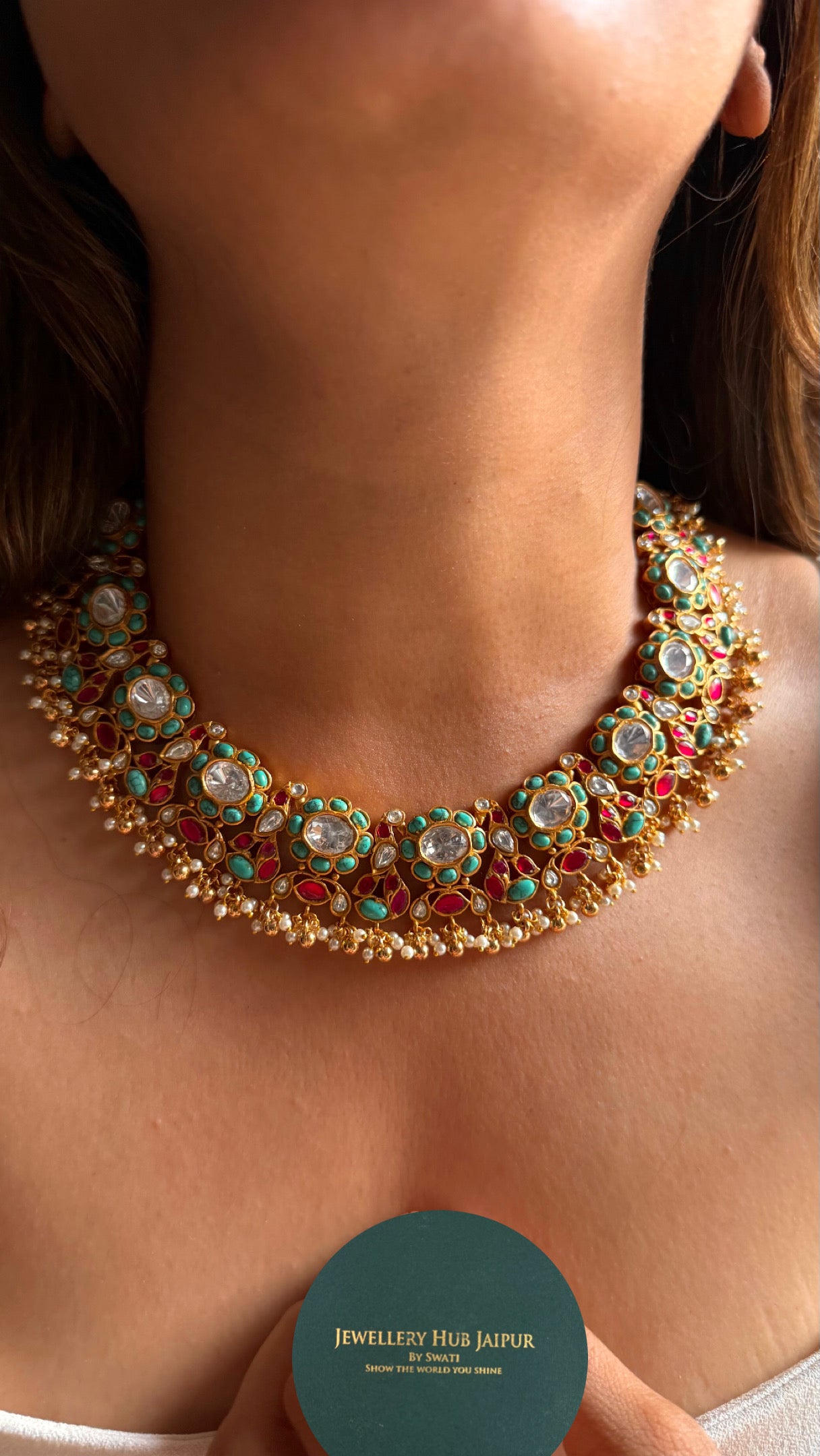 Ruby & firoza designer collar necklace