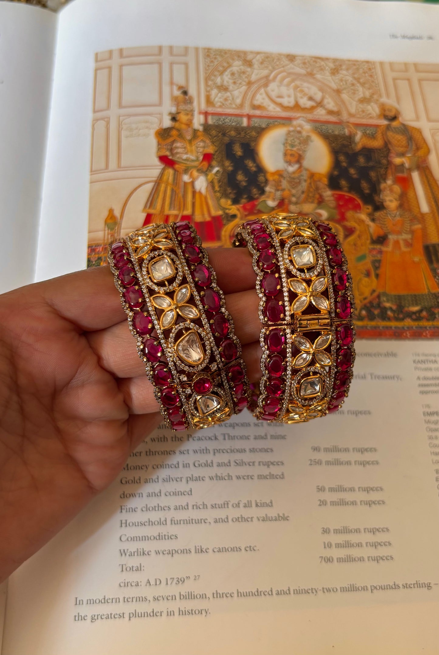 Victorian base gold moissanite rani pink bangles