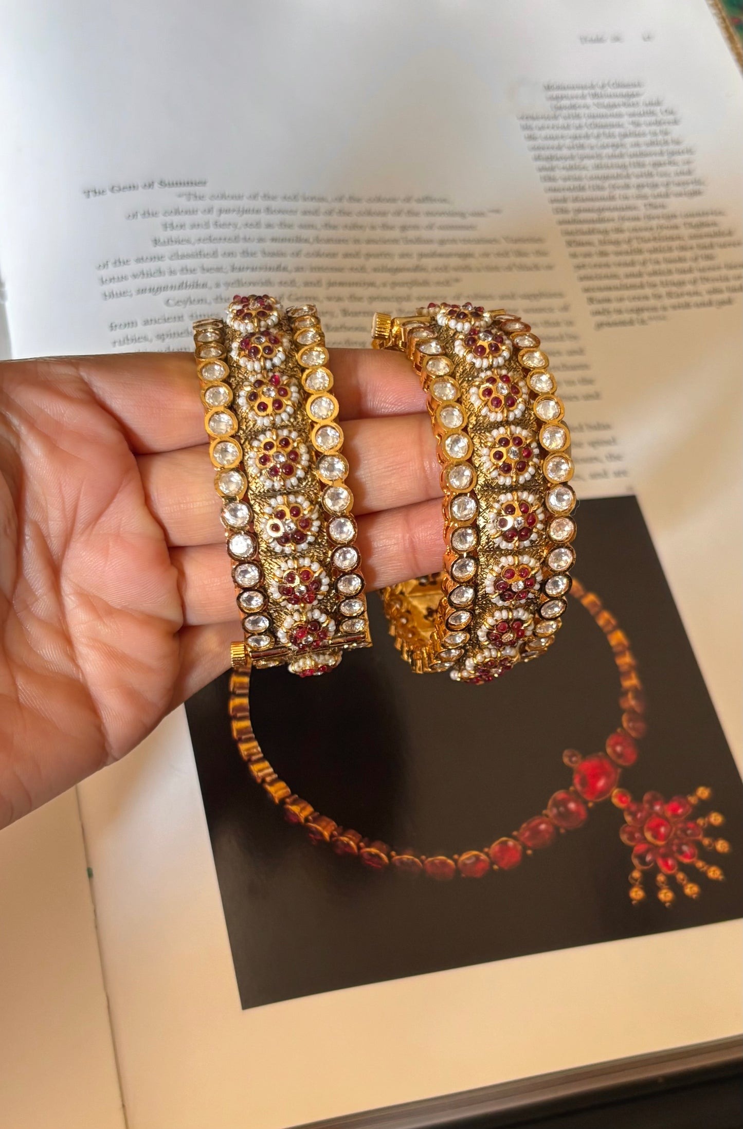 Heritage ruby floral bangles