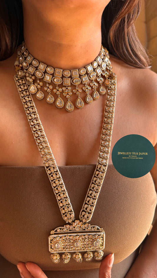 Moissanite polki bridal set combo