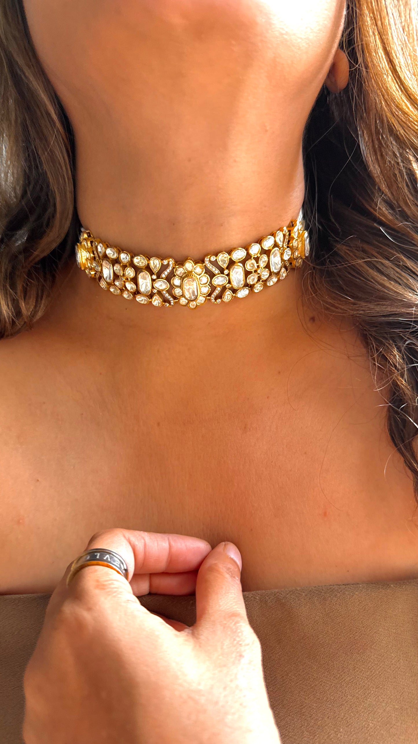Peeli polki heritage choker