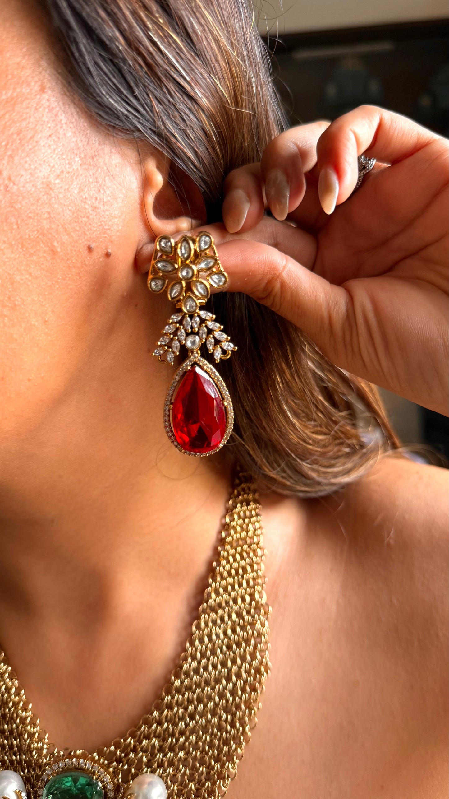 Radhika Sabhyasachi inspired emerald & ruby collar set