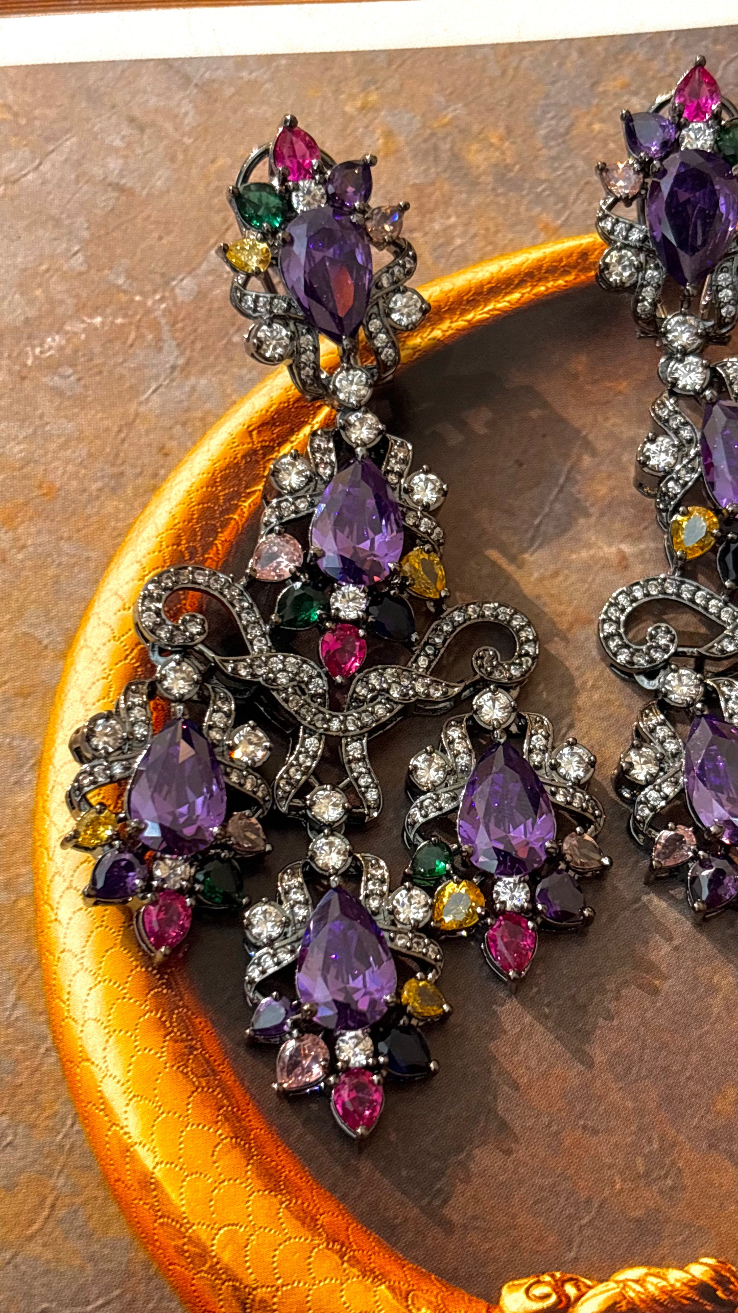 Tanzanite & Rubg Swarovski Danglers