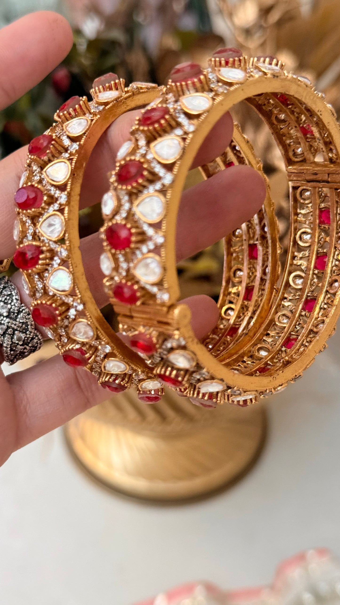 Ruby Moissanite Victorian Bangles