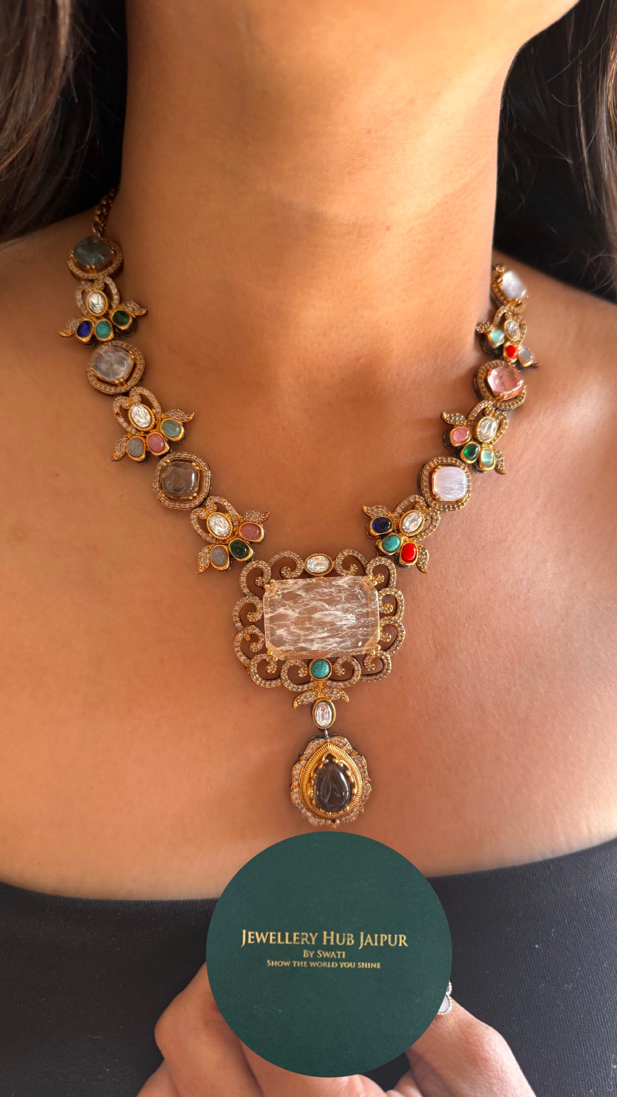 Sabyasachi inspired vintage navratna necklace