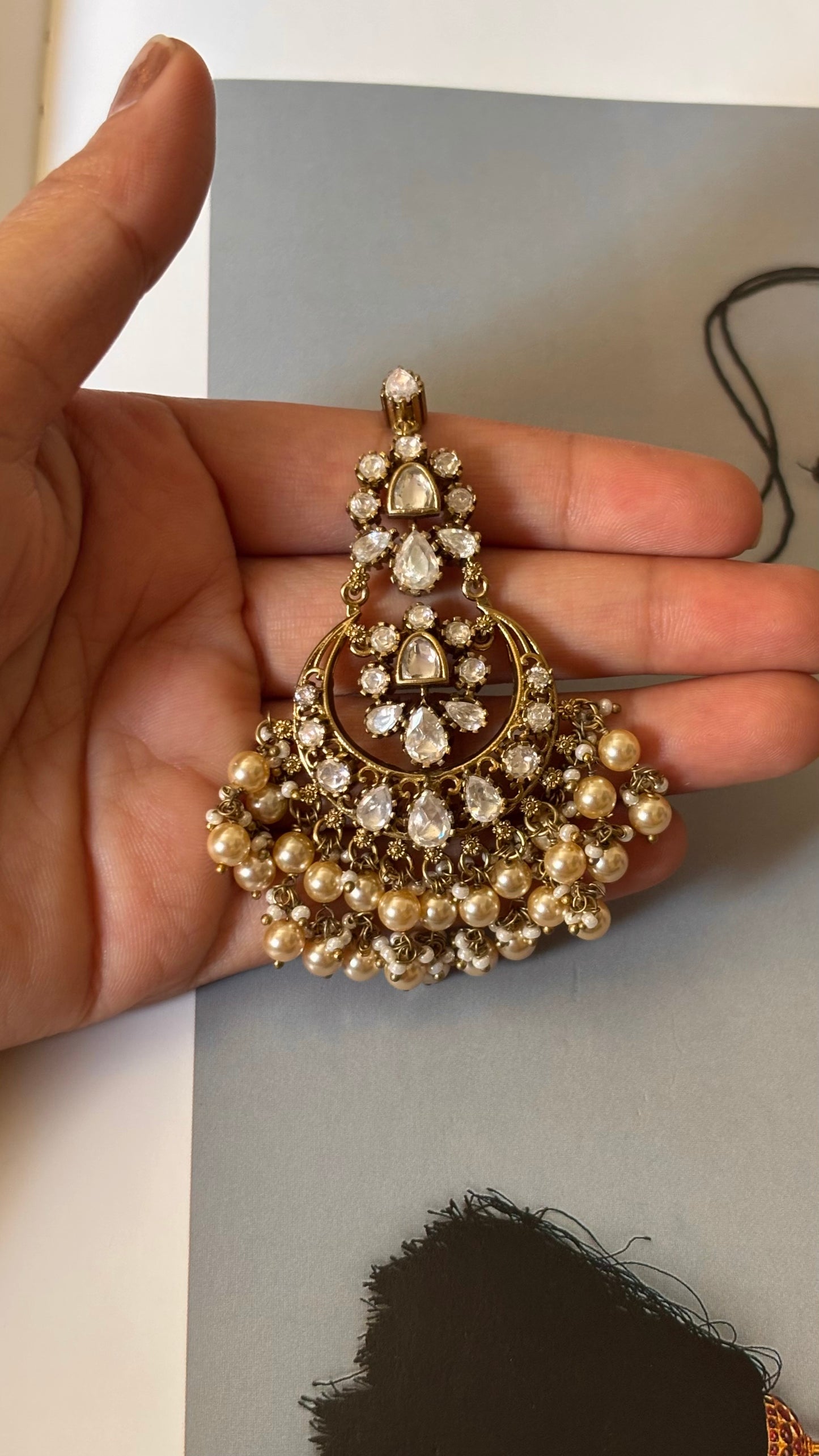 cz diamond Victorian with drops  maangtika