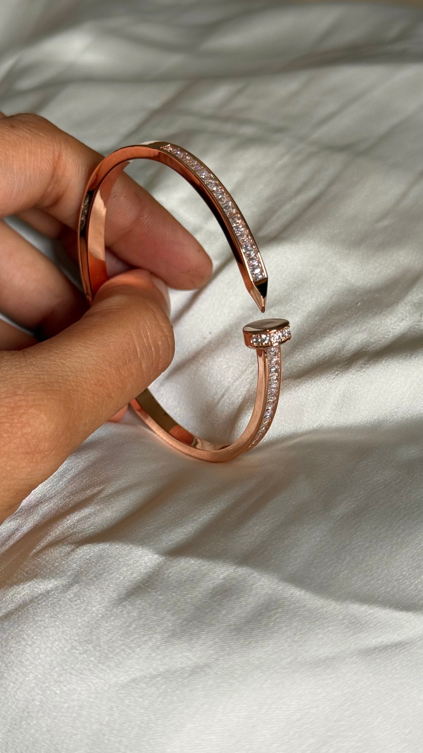 Rose Gold Tone Open Nail Bracelet