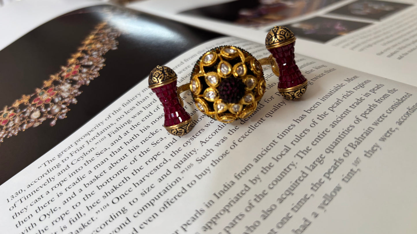ruby double finger ring