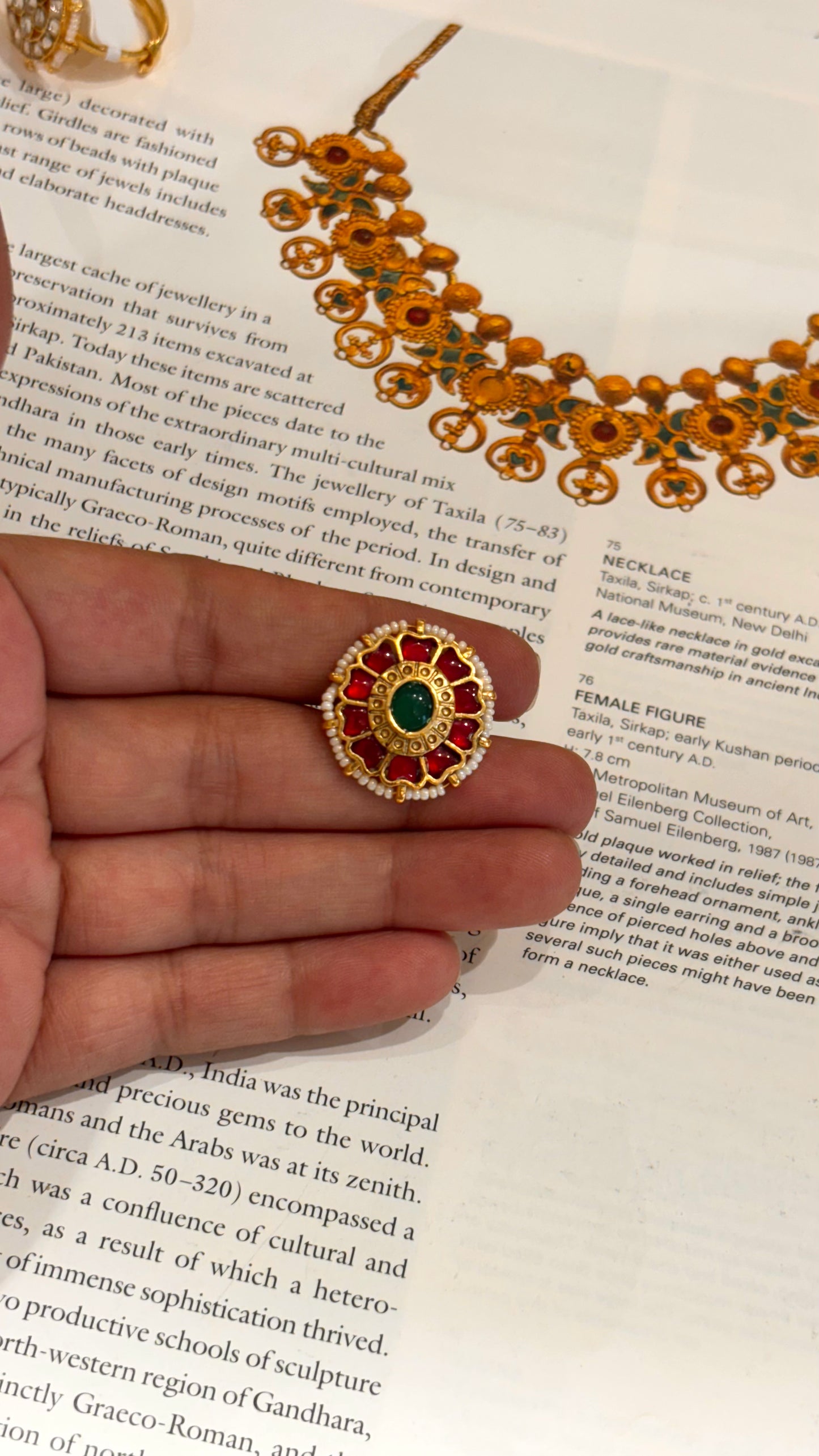 Ruby & emerald floral Kundan ring