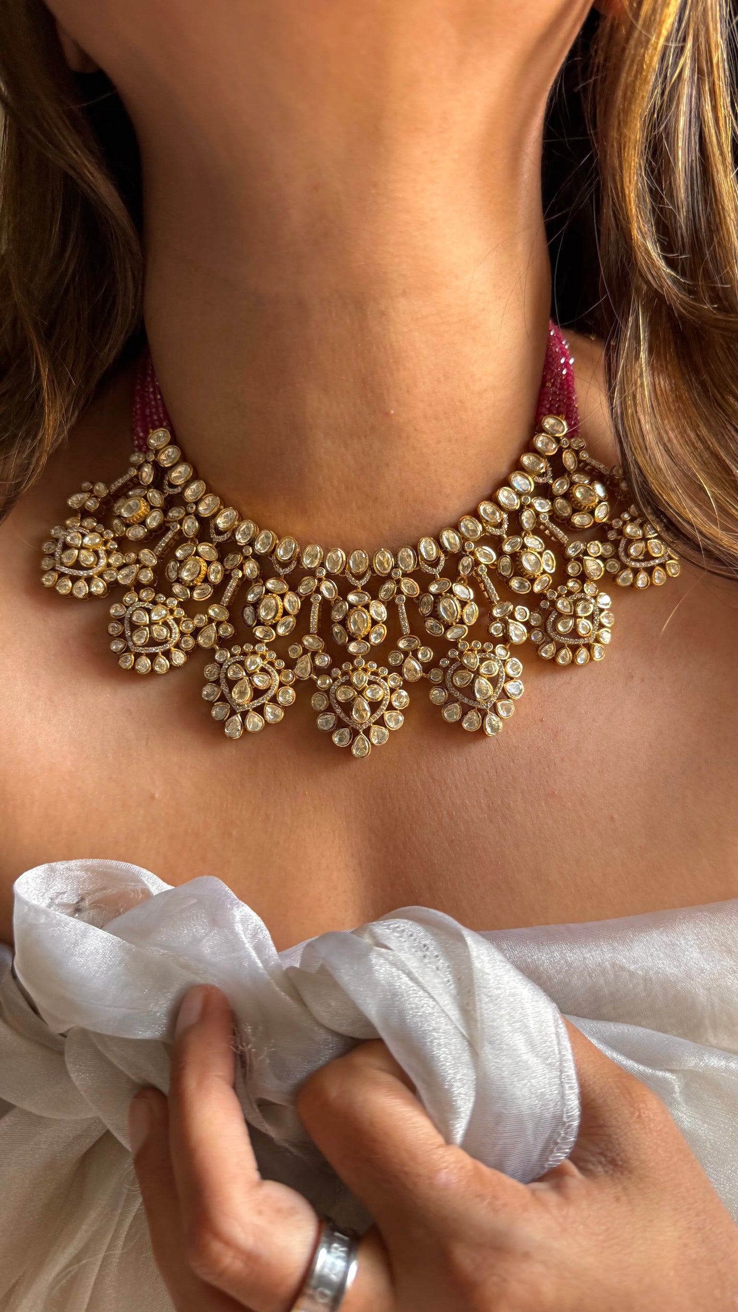 Royal Polki designer necklace with ruby srings