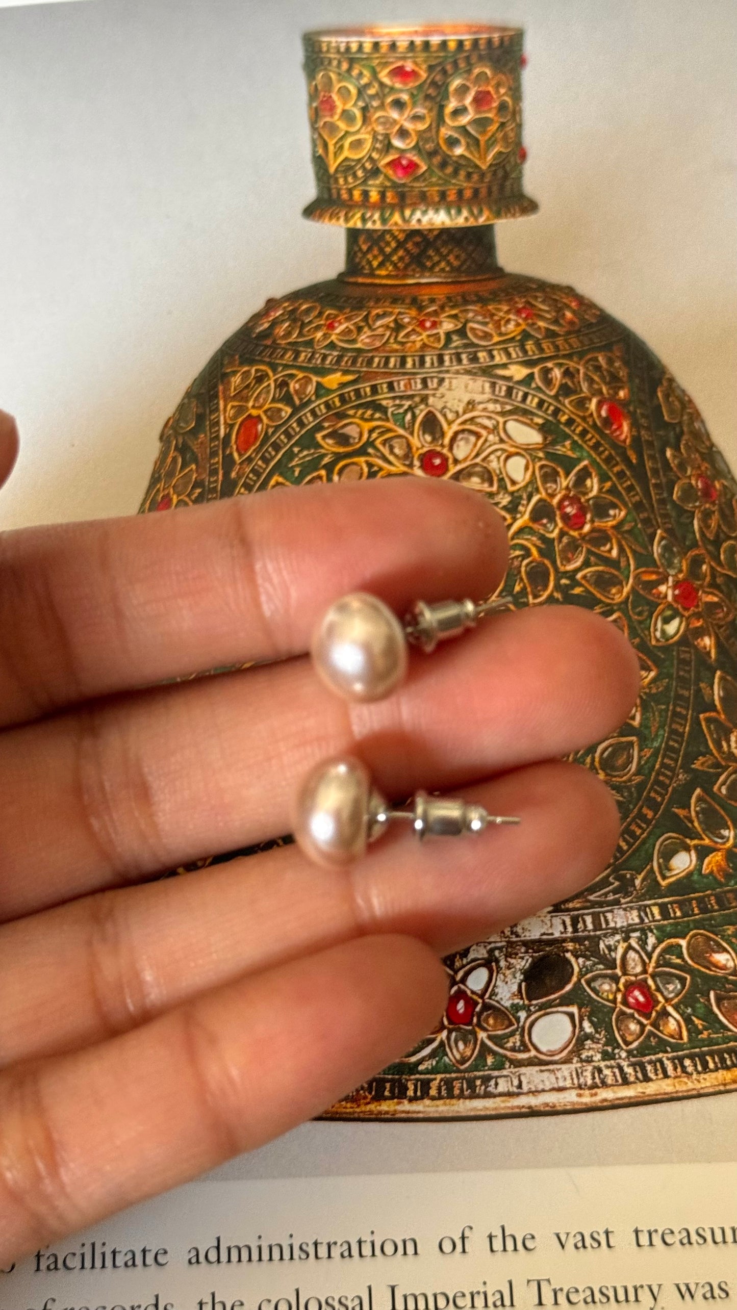 Rose gold pearl studs