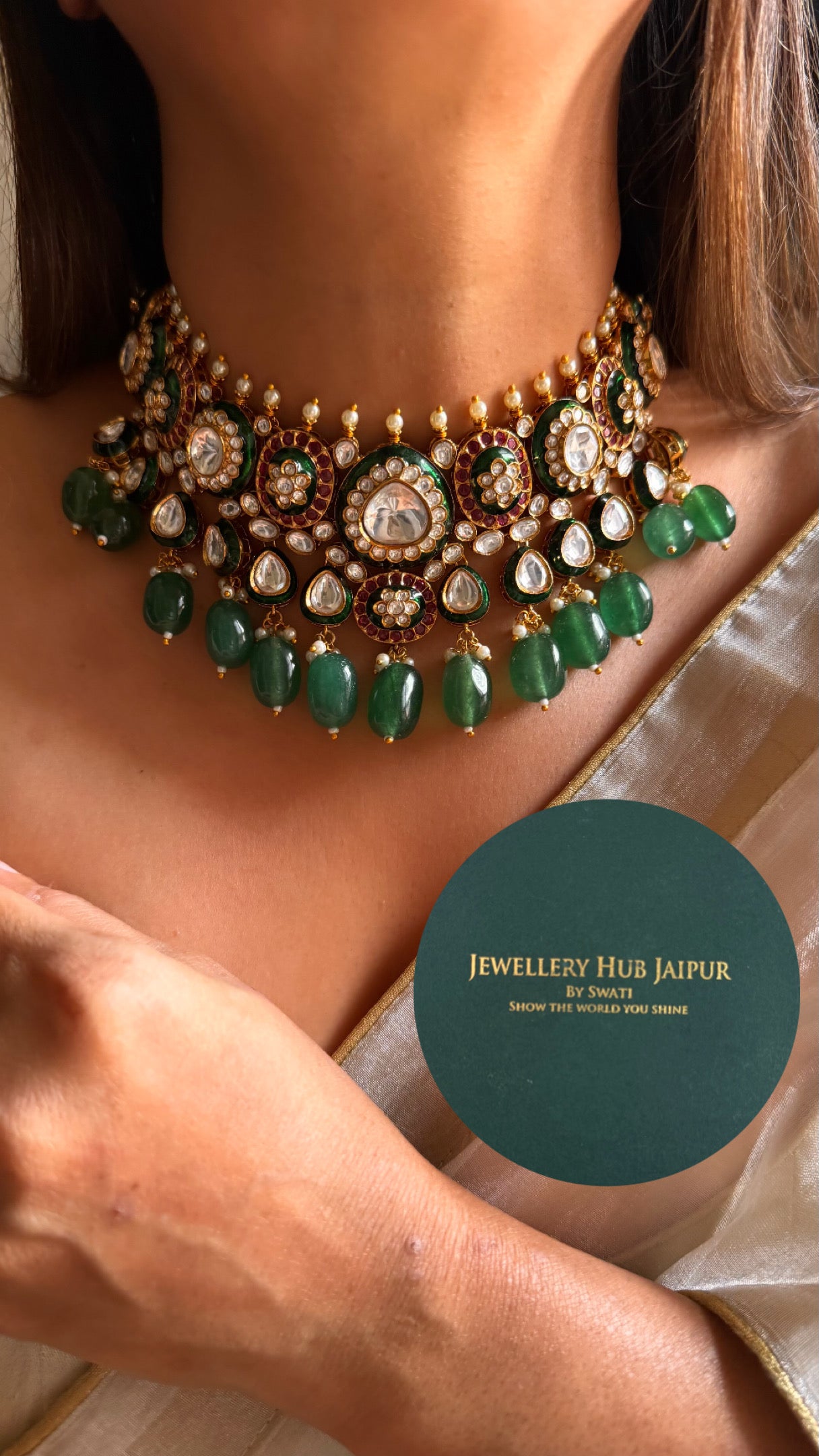 Emerald & Ruby Meenakari choker